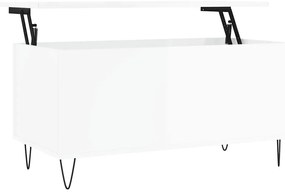 vidaXL Τραπεζάκι Σαλονιού Γυαλ. Λευκό 90x44,5x45 εκ. Επεξεργ. Ξύλο