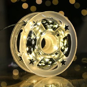 Αδιάβροχα Χριστουγεννιάτικα 1000 LED λαμπάκια με σύρμα IP44 30μ με τηλεχειριστήριο, χρονοδιακόπτη, 8 προγράμματα σε καρούλι BX-048 Λευκό Θερμό χρώμα
