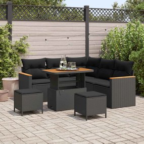 vidaXL Σετ Καναπέ Κήπου με μαξιλάρι 8 pcs Μαύρο Πολυ ράταν