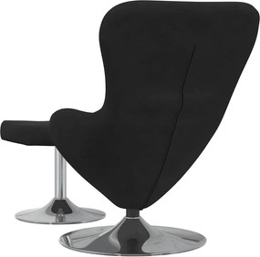 vidaXL Αυγό Καρέκλα με Σκαμνί Μαύρο Βελούδο
