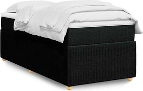 vidaXL Κρεβάτι Boxspring με Στρώμα Μαύρο 90x200 εκ. Υφασμάτινο