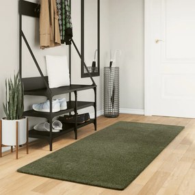 vidaXL Rug HUARTE Green 80 x 200 cm 100% Polyester Επίπεδος