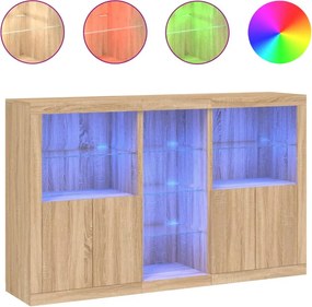 vidaXL Μπουφές με Φώτα LED Sonoma Δρυς 162 x 37 x 100 εκ.