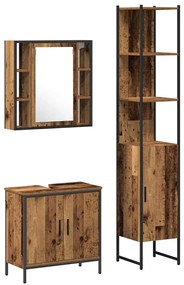 vidaXL Μονάδες Νιπτήρα Μπάνιου με ράφι 3 pcs Καφέ 33 x 33 x 185.5 εκ