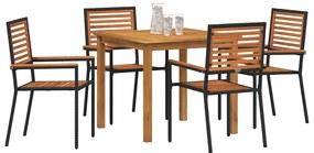 vidaXL Σέτ φαγητού για κήπο 5 pcs Μαύρο Πολυ ράταν