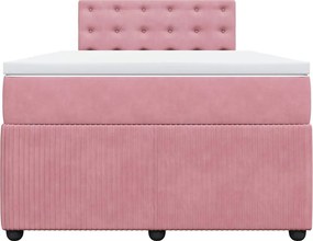 vidaXL Κρεβάτι Boxspring με Στρώμα Ροζ 120x200 εκ. Βελούδινο