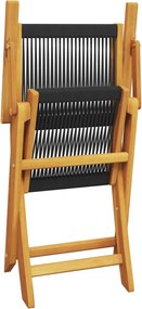 vidaXL Σετ Επίπλων Bistro 3 τεμ. Μαύρο Πολυπροπυλένιο/Μασίφ Ξύλο