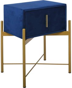 PASSION  Κομοδίνο με 1 Συρτάρι, Ύφασμα Velure Απόχρωση Μπλε