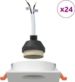 vidaXL Σποτ 24 pcs Λευκό 9 x 9 x 2 εκ. Αλουμίνιο