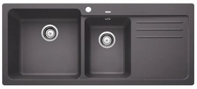 Blanco Naya 8 S Rock Grey SILGRANIT™ PuraDur™ Γρανιτένιος Νεροχύτης Ένθετος με 2 Γούρνες και Ποδιά Δεξιά 116x50cm