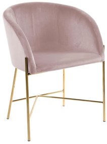 Καρέκλα Oakland 308, Χρυσό, Dusty pink, 76x56x54cm, 6 kg, Ταπισερί, Μεταλλικά, Μπράτσα | Epipla1.gr