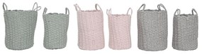 Σετ Καλαθιών Home ESPRIT Πράσινο Γκρι Ροζ Σχοινί 30 x 30 x 43 cm 2 Τεμάχια (3 Μονάδες)