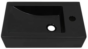 vidaXL Νιπτήρας Ορθογώνιος Οπή Βρύσης Μαύρος 46x25,5x12 εκ. Κεραμικός