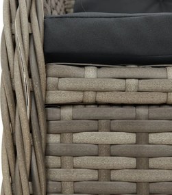 vidaXL Σετ Τραπεζαρίας Κήπου 7 τεμ. Γκρι Συνθ. Ρατάν με Μαξιλάρια