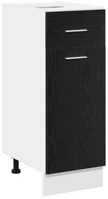 vidaXL Μαύρο Δρύινο Κάτω Ντουλάπι με Συρτάρι - 30x46x81.5 εκ, Φτιαγμένο από Επεξεργασμένο Ξύλο