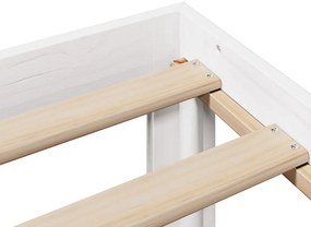 Κρεβάτι Βιβλιοθήκη Χωρίς Στρώμα Λευκό 135x190 εκ Μασίφ Πεύκο - Λευκό