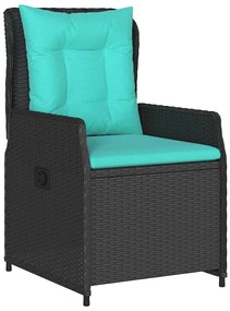 vidaXL Σέτ φαγητού για κήπο 7 pcs Μαύρο Πολυ ράταν