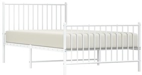 Πλαίσιο Κρεβατιού με Κεφαλάρι&amp;Ποδαρικό Λευκό 100x200εκ. Μέταλλο - Λευκό