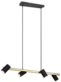 Φωτιστικό Οροφής - Ράγα Marley 302400480 80x18x150cm 4xGU10 35W Black-Gold Trio Lighting