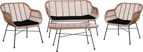 ΣΕΤ ΣΑΛΟΝΙ 4ΤΜΧ ALLEGRA HM5460 ΜΕΤΑΛΛΟ &amp; WICKER ΣΕ ΜΠΕΖ ΧΡΩΜΑ