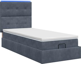 vidaXL Κρεβάτι Ottoman με Στρώμα και LED Σκούρο Γκρι 100 x 200 cm