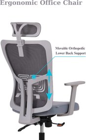 Office Chair Set (2 Pieces) Lumbar 126 - Grey Grey