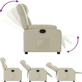 vidaXL Πολυθρόνα Ανακλινόμενη Κρεμ από Συνθετικό Δέρμα