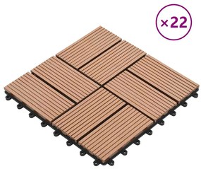 vidaXL Πλακάκια Deck 22 τεμ. Καφέ 30 x 30 εκ. 2 μ² από WPC