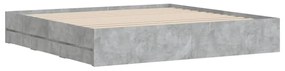 Πλαίσιο Κρεβατιού με συρτάρια Γκρι Σκυρ. 200x200 εκ. Επεξ. Ξύλο - Γκρι