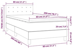 vidaXL Κρεβάτι Boxspring με Στρώμα Κρεμ 80 x 200 εκ. Υφασμάτινο