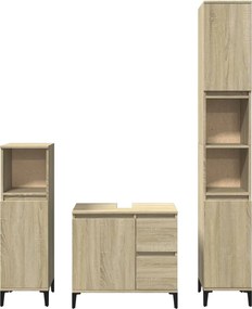 vidaXL Σετ Επίπλων Μπάνιου 3 Τεμαχίων Sonoma Δρυς Επεξεργασμένο Ξύλο