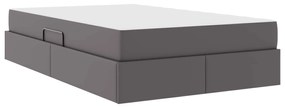 vidaXL Κρεβάτι με αποθηκευτικό χώρο και στρώμα 2 pcs Γκρι Δέρμα