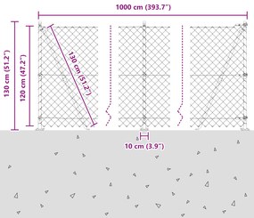 vidaXL Σετ Στύλων Φράχτη Ασημί 10 x 1.2 μ Επικαλυμμένος Χάλυβας