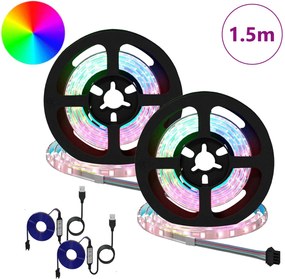 vidaXL Λωρίδα LED 2 pcs Μαύρο και Διαφανές 750 χιλ Χαλκός και Πλαστικό