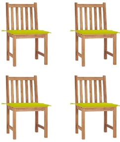3073099 vidaXL Καρέκλες Κήπου 4 τεμ. από Μασίφ Ξύλο Teak με Μαξιλάρια Πράσινο, 1 Τεμάχιο