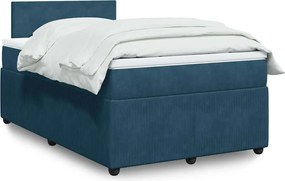 vidaXL Κρεβάτι Boxspring με Στρώμα Μπλε 120x200 εκ. Βελούδινο