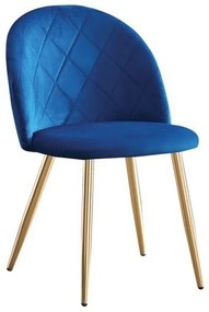 Καρέκλα Bella ΕΜ759,3G 50x56x80cm (Σετ 4τμχ) Gold - Blue Μέταλλο,Ύφασμα