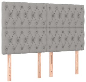 vidaXL Κεφαλάρι Κρεβατιού LED Ανοιχτό Γκρι 144x7x118/128εκ. Υφασμάτινο