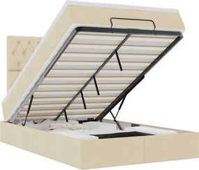 vidaXL Οθωμανικό κρεβάτι με στρώμα Cream 120x190 cm Ύφασμα
