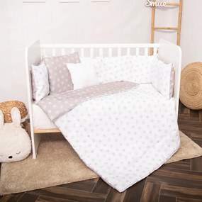 Σετ Προίκας Μωρού κούνιας 5τεμ. 70x140 cm Grey &amp; Beige Leaves 20800085001  Lorelli