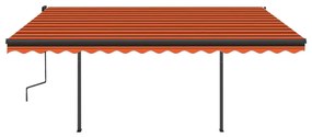 vidaXL Τέντα Συρόμενη Χειροκίνητη με LED Πορτοκαλί / Καφέ 4x3,5 μ.