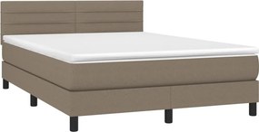 vidaXL Κρεβάτι Boxspring με Στρώμα Taupe 140x200 εκ. Υφασμάτινο
