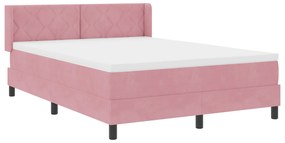 vidaXL κρεβάτι Box Spring με στρώμα  Ροζ 160x200 εκ. βελούδο