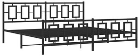 vidaXL Πλαίσιο Κρεβατιού με Κεφαλάρι&Ποδαρικό Μαύρο 193x20 εκ. Μέταλλο