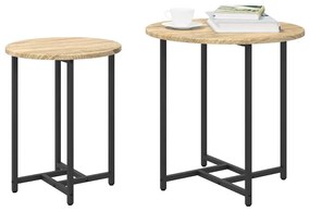vidaXL Σετ βοηθητικά τραπεζάκια 2 pcs Βελανιδιά Σονομά και Μαύρο
