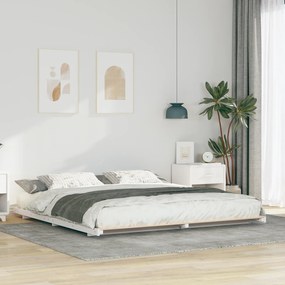 vidaXL Κρεβάτι δαπέδου Λευκό 200 x 220 cm Μασίφ ξύλο πεύκου