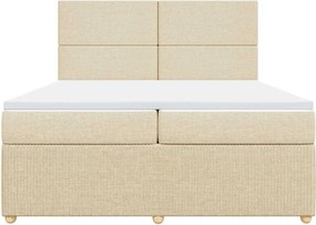 vidaXL Κρεβάτι Boxspring με Στρώμα Κρεμ 200x200 εκ. Υφασμάτινο
