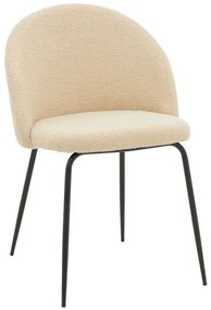 Καρέκλα Fersais Μπουκλέ 273-000012 48x57x81cm Ecru-Black Μέταλλο,Ύφασμα