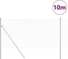 vidaXL Φράχτης Συρμάτινου Φράχτη 10 x 1,2 μ Ασημί Δίχτυ