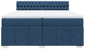 Κρεβάτι Boxspring με Στρώμα Μπλε 200x200 εκ. Υφασμάτινο - Μπλε